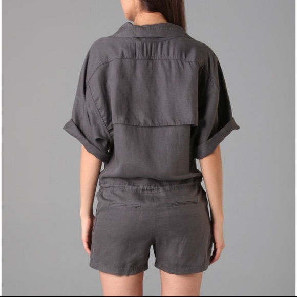 T By Alexander Wang Black Tencel Linen Romper Jumpsuit Xs